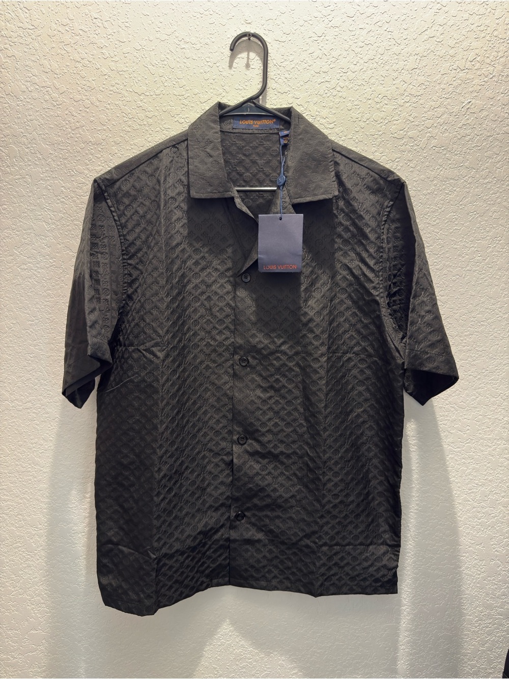 Louis Vuitton Black Textured Short-Sleeve Button-Down Shirt